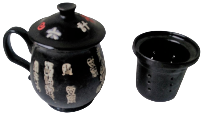 Кружка заварник для чая черная, ситечко, 15 см